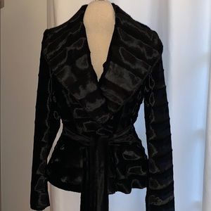 Milly black faux fur jacket size 6